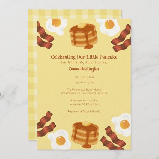 Invitation Our Little Pancake Breakfast Brunch Theme (Devant / Derrière)