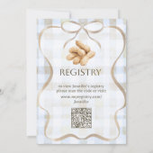 Invitation Our Little Peanut Boy Blue Gingham Baby Shower (Dos)