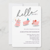 Invitation Our little pig baby shower (Devant)