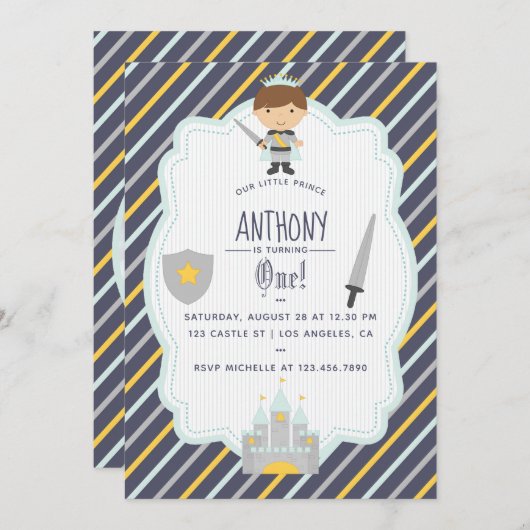 Invitation Our Little Prince Birthday Party ajouter Invitatio (Devant / Derrière)