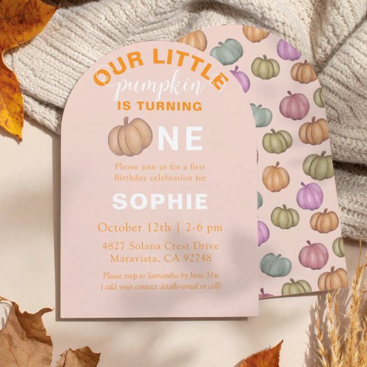 Invitation Our little Pumpkin Orange 1st Birthday