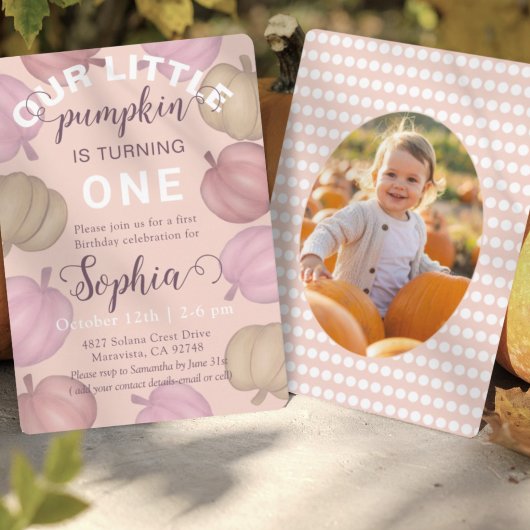Invitation Our Little Pumpkin Pastel Fall Birthday
