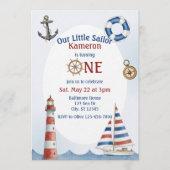 Invitation Our Little Sailor, 1st Birthday, watercolor (Devant)