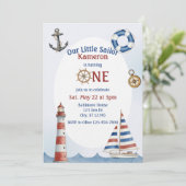 Invitation Our Little Sailor, 1st Birthday, watercolor (Debout devant)