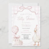 Invitation Our Little Silly Goose Pink Birthday Party (Devant)