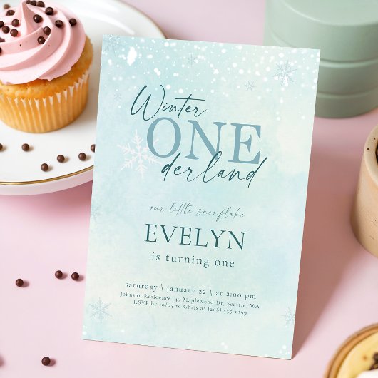 Invitation Our Little Snowflake Winter Onederland Birthday