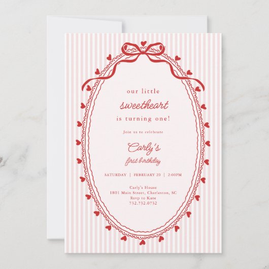 Invitation Our Little Sweetheart Birthday (Devant)