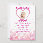 Invitation Our Little Sweetheart is ONE, hearts 1st Birthday (Devant)