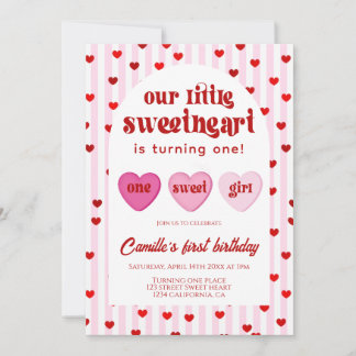 Invitation Our little sweetheart Valentine's 1st Birthday
