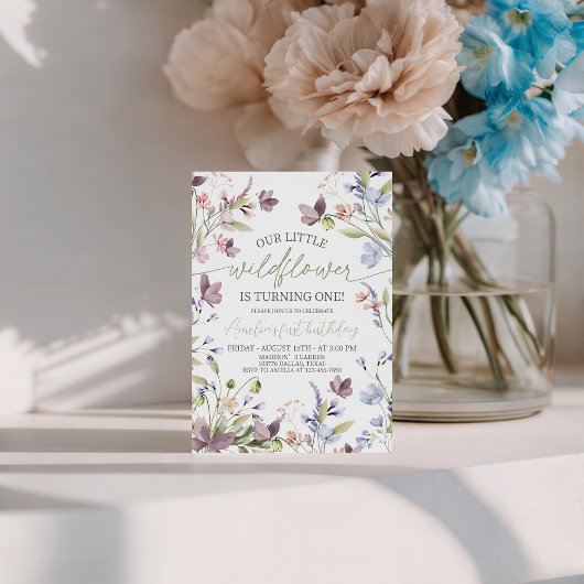 Invitation Our Little Wildflower 1st Birthday Invite