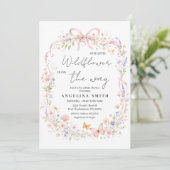 Invitation Our Little Wildflower Butterfly Baby Shower  (Debout devant)