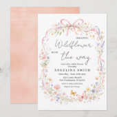 Invitation Our Little Wildflower Butterfly Baby Shower  (Devant / Derrière)