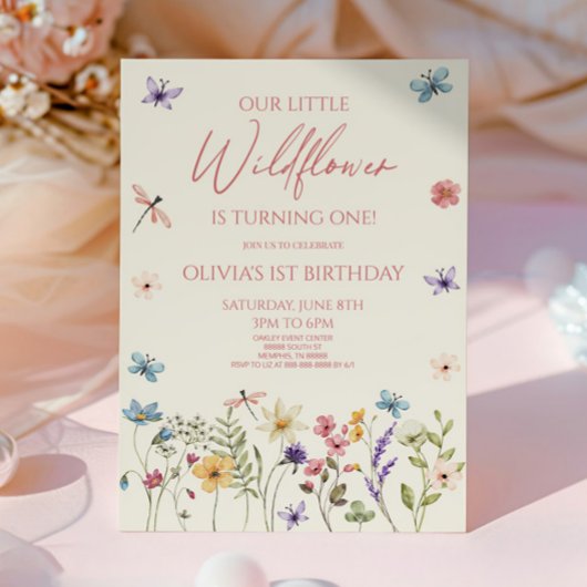Invitation Our Little Wildflower Wild Flower Birthday Party