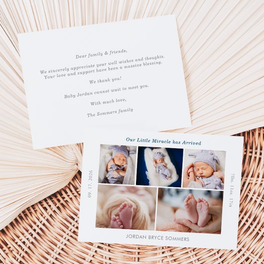 Invitation Our Miracle has Arrived Baby Announcement Card