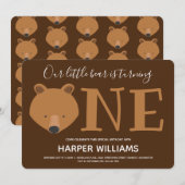 Invitation Ours 1er anniversaire (Devant / Derrière)