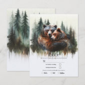 Invitation Ours à l'aquarelle Rustique Wilderness RSVP (Devant / Derrière)