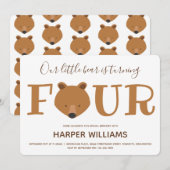 Invitation Ours Animal Kids Quatrième anniversaire (Devant / Derrière)