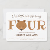 Invitation Ours Animal Kids Quatrième anniversaire (Devant)