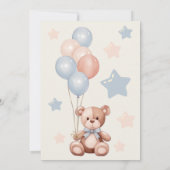 Invitation Ours Aquarelle Avec Ballons Baby shower rustique (Dos)