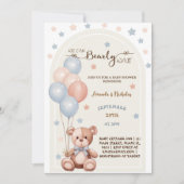 Invitation Ours aquarelle avec ballons Shower bébé rustique (Devant)
