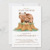 Invitation Ours aquarelle maman Baby shower garçon (Devant)