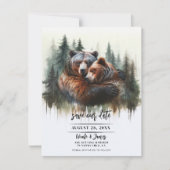 Invitation Ours aquarelle Rustique en pleine nature, Save the (Devant)