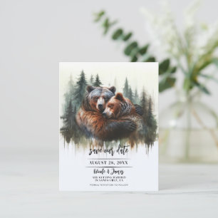 Invitation Ours aquarelle Rustique en pleine nature, Save the