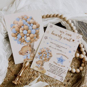 Invitation Ours attend avec impatience la baby shower Bleu Cl