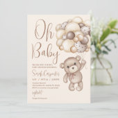 Invitation ours avec baby shower ballons (Debout devant)