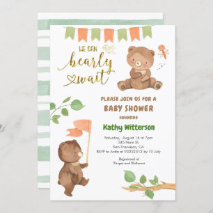 Invitation Ours avec Baby shower Eucalyptus