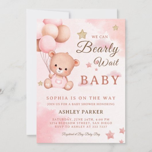 Invitation Ours avec ballons (Devant)