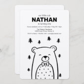 Invitation Ours avec Cravate, anniversaire (Devant / Derrière)