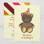 Invitation Ours avec la partie d'anniversaire de la fille (Devant / Derrière)