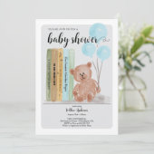 Invitation Ours avec livres Bearly Wait Boy Baby shower (Debout devant)