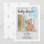 Invitation Ours avec livres Bearly Wait Boy Baby shower (Devant / Derrière)