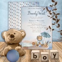 Ours | Baby shower Bearly Wait Boy Parapluie bleu
