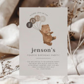 Invitation Ours Ballons Brown 4e anniversaire