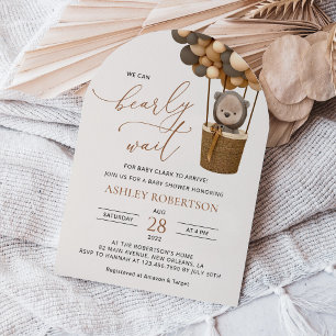 Invitation Ours, Ballons Brown, Ballons à air chaud, Baby sho