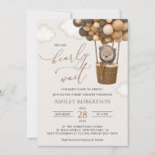 Invitation Ours, Ballons Brown, Ballons à air chaud, Baby sho (Devant)