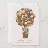 Invitation Ours, Ballons Brown, Ballons à air chaud, Baby sho (Dos)