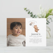 Invitation Ours Ballons Brown Photo 1er Anniversaire Invitati (Debout devant)