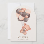 Invitation Ours, Ballons Brown, Premier Anniversaire (Dos)