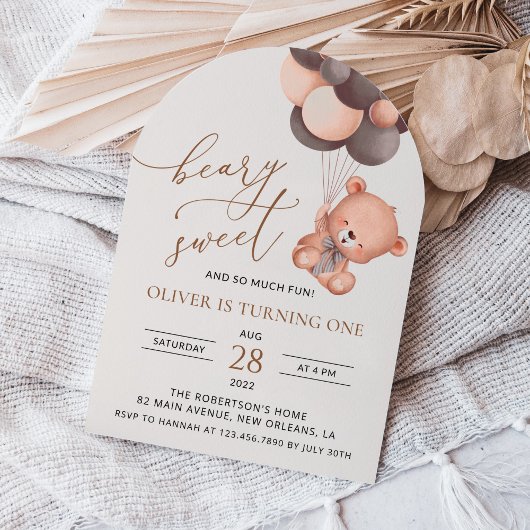 Invitation Ours, Ballons Brown, Premier Anniversaire