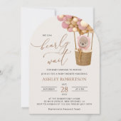 Invitation Ours, Ballons roses, Ballons à air chaud, Baby sho (Devant)