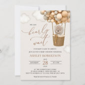 Invitation Ours, Balloons Beiges, Balloon À Air Chaud, Baby s (Devant)