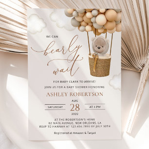 Invitation Ours, Balloons Beiges, Balloon À Air Chaud, Baby s