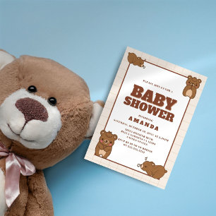 Invitation Ours Bébé mignons - Baby shower neutre Brown