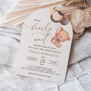 Invitation ours bébé, ours en peluche, ballons Brown, Baby sh