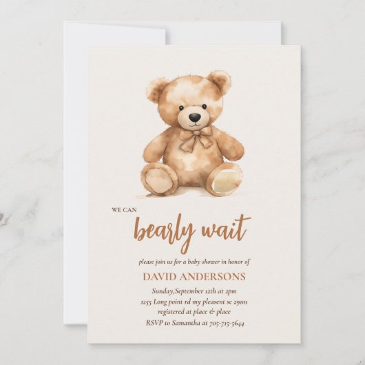 Invitation Ours BLANC À Ballons (Devant)