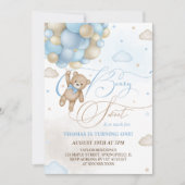 Invitation Ours Bleu Garçon 1er Anniversaire (Devant)